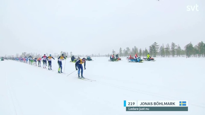 Bild: från SVT när Jonas leder Vasaloppet 2019